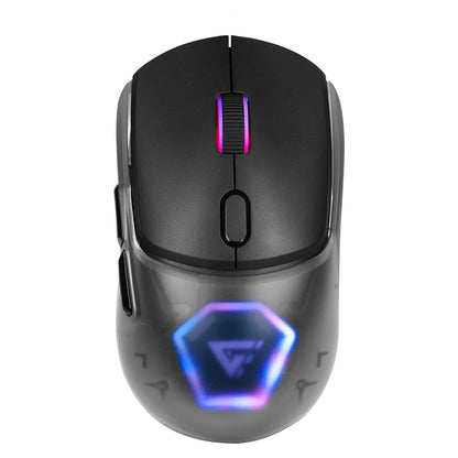 GAME FACTOR MOW700-BK Mouse Inalámbrico Gaming, Multiconectividad 2.4GHz y Bluetooth, Sensor Pixart 3395, 26,000 dpi, RGB, Carcasas Intercambiables, Batería Recargable, Compatible con PC y Laptops