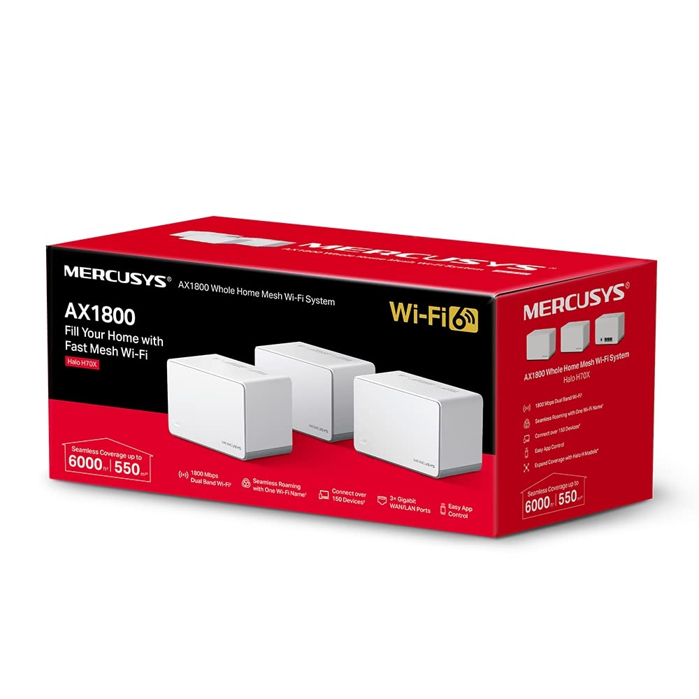 Mercusys Halo H50G Sistema WiFi Mesh AC1900, 3 Piezas - WiFi6 AX1800 Gigabit Paquete de 3