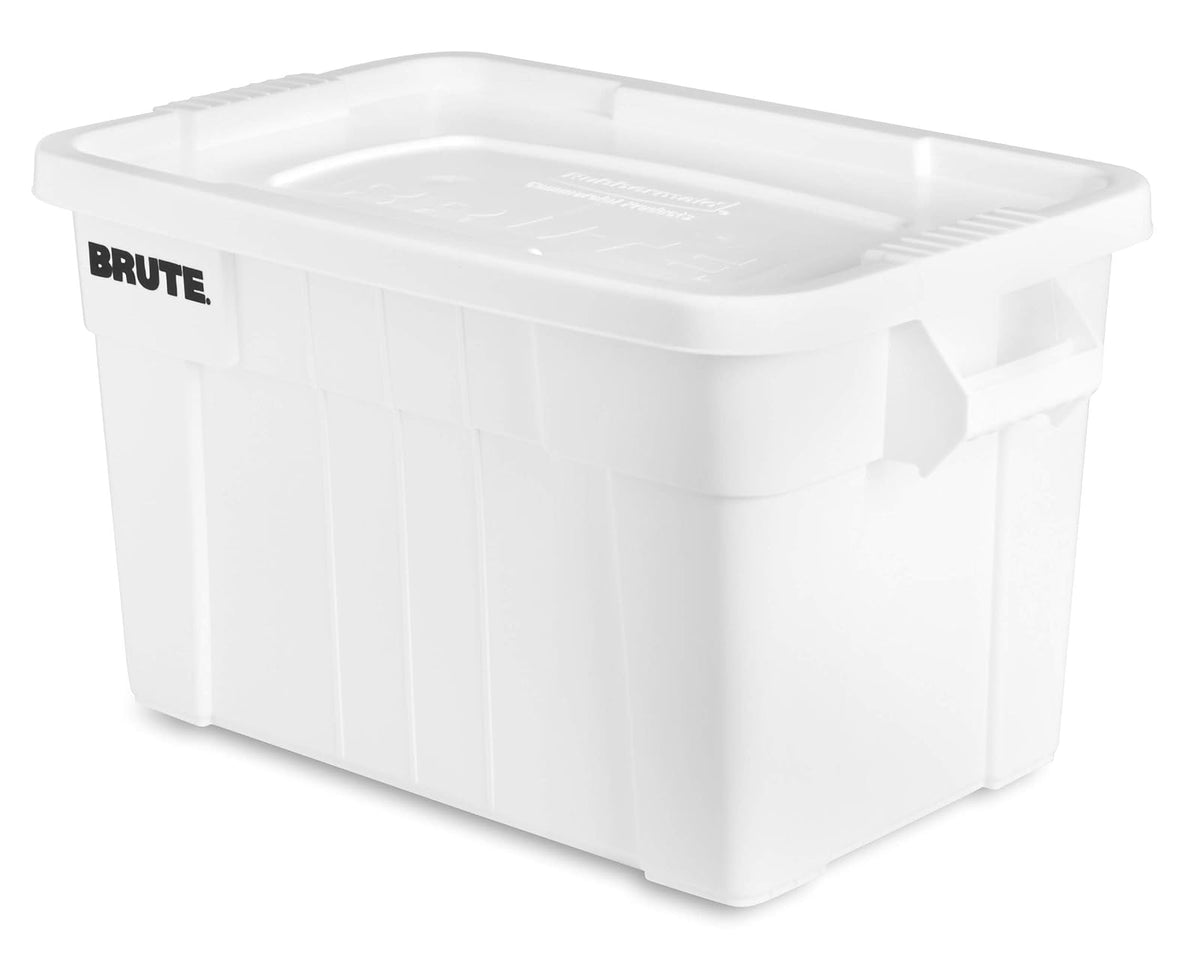 Rubbermaid Commercial Products – Caja BRUTE® con Tapa, Contenedor de Almacenamiento Hermético Apto para Alimentos con Certificación NSF, Capacidad de 75 L (20 Galones), Blanco FG9S3100WHT