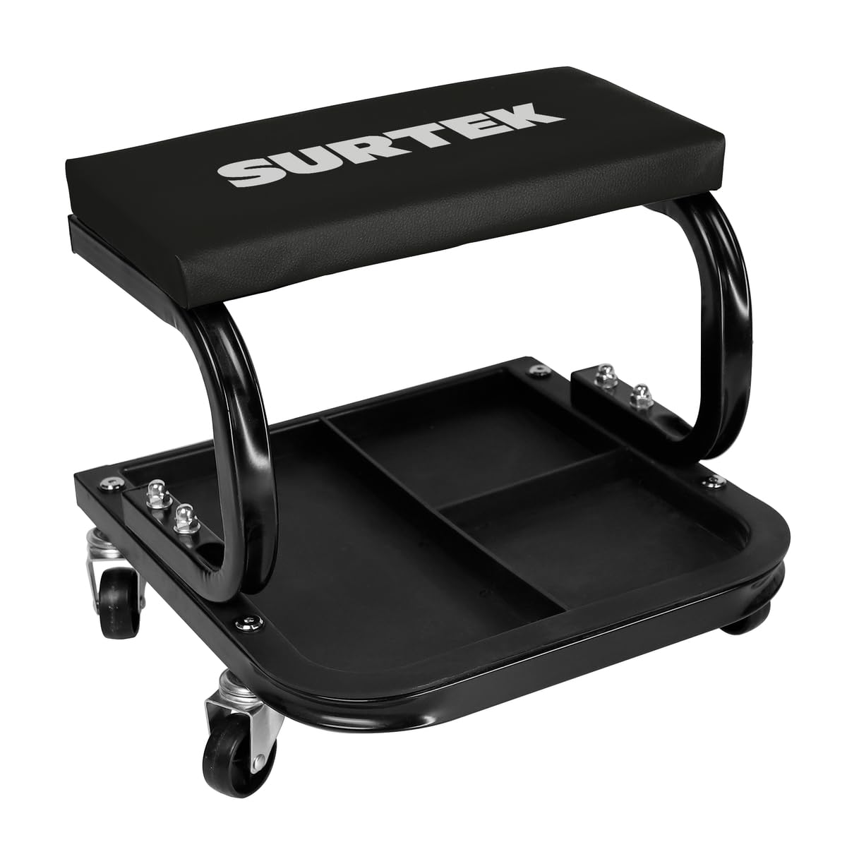 Surtek BAMDS Banco para mecánico acolchonado Color Negro con deposito, 33 cm