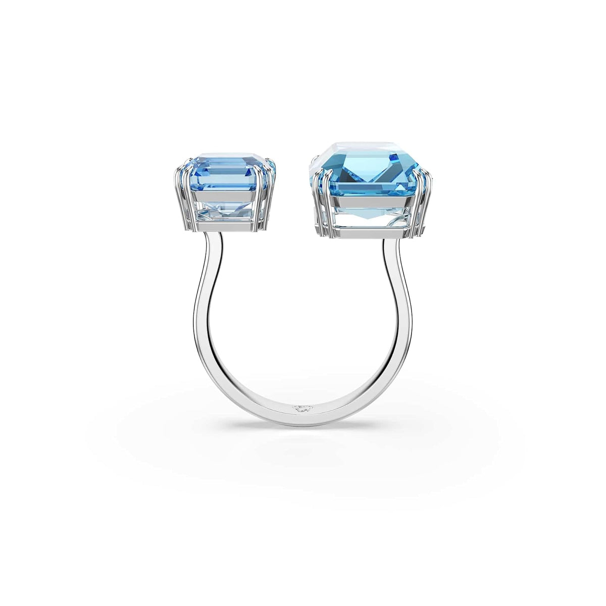 Swarovski Anillo Abierto Millenia Octogonal Azul Baño Rodio