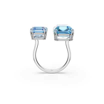Swarovski Anillo abierto Millenia, Talla octogonal, Azul, Baño de rodio