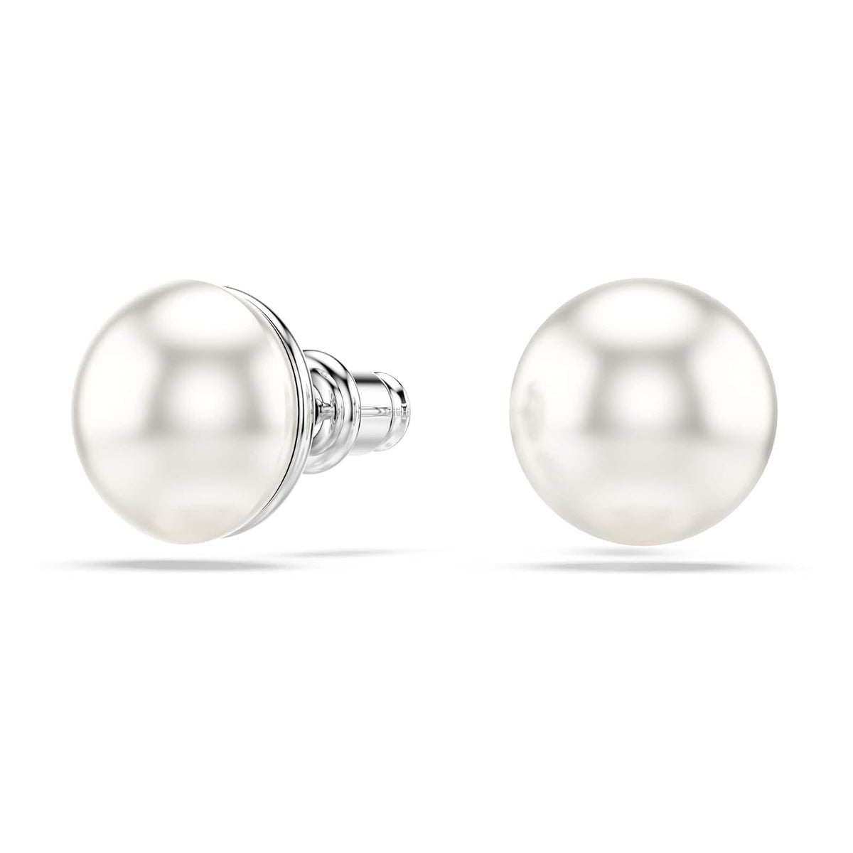 arete Swarovski Matrix, Perla de vidrio, blanco, baño de rodio