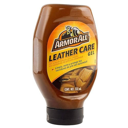 Armor All - Gel Limpiador de Cuero, Protección UV, 532 ml | Para asientos y vestiduras de cuero, limpia, acondiciona y protege en una sola aplicación, fórmula con filtro UV