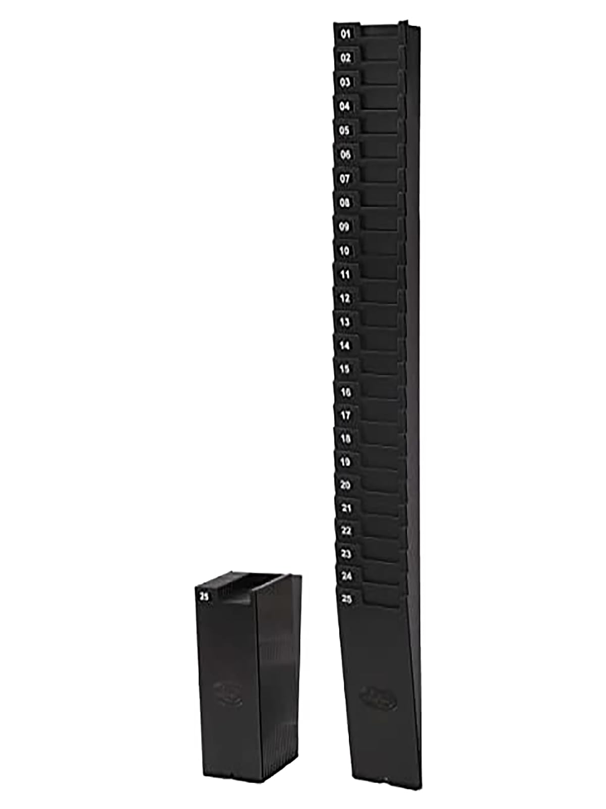 Lathem - Estante expandible para tarjetas de 9 pulgadas, 25 bolsillos, plástico negro, accesorios de montaje (25-9EX)