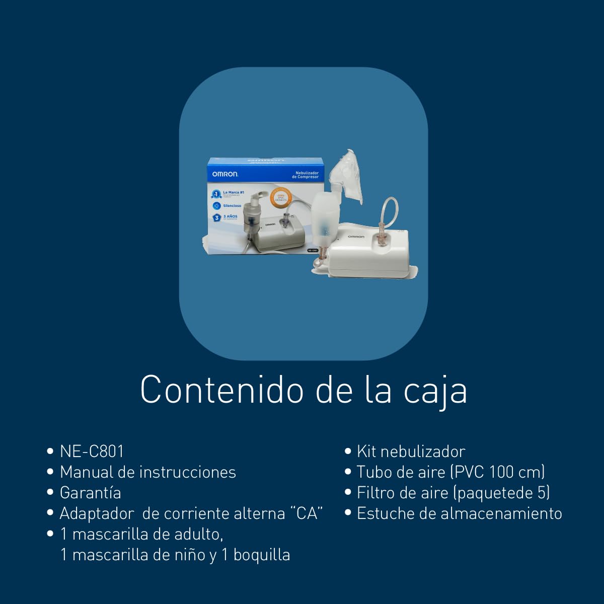 OMRON Nebulizador de compresor para niños y adultos NE-C801LA con sonido discreto