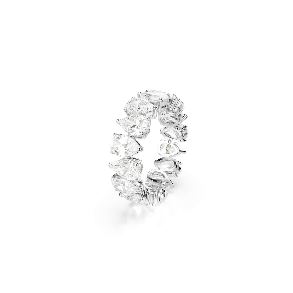 Swarovski Anillo Matrix Vittore, Talla pera, Blanco, Acabado en tono plateado