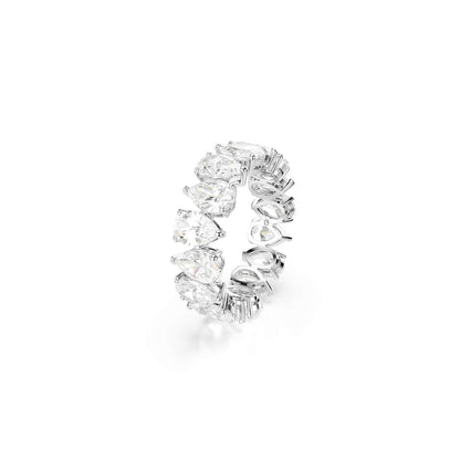 Swarovski Anillo Matrix Vittore, Talla pera, Blanco, Acabado en tono plateado