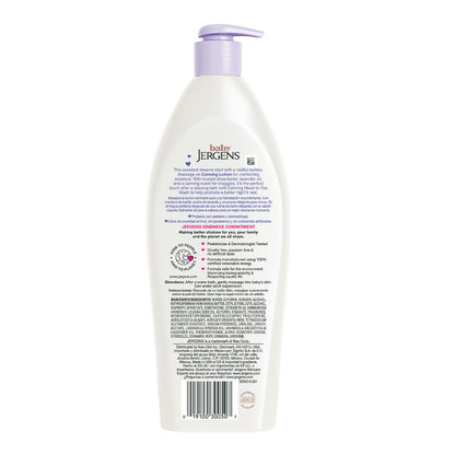 Jergens Baby, Loción Calmante Para Bebés, crema Hidratante para Bebés con Manteca de Karité y Aceite de Lavanda, 496 ml