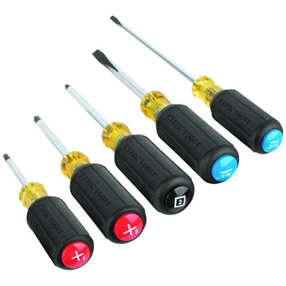 Klein Tools 80031C Juego de destornilladores codificados por colores, fabricado en Estados Unidos, con puntas de precisión, asas de agarre cojín, 2 ranuradas, 2 Phillips, 1 cuadrado, ideal para