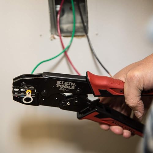 KLEIN TOOLS 3005CR | Pinza Ponchadora | 10-22 AWG | Matraca Integrada