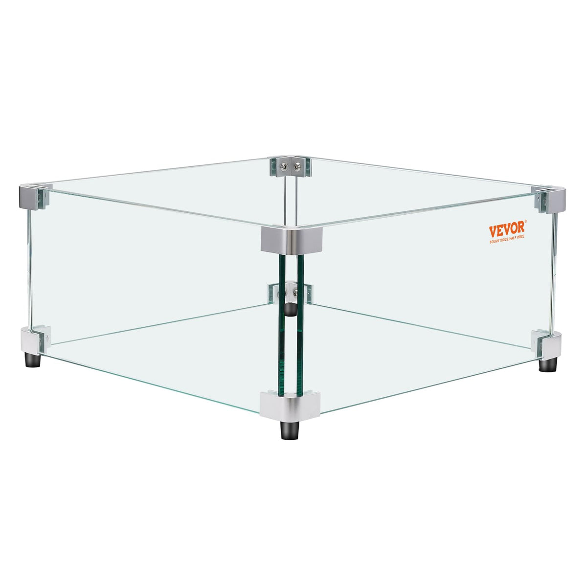 VEVOR Protector contra el Viento para brasero de Gas, 543x543x191 mm Protector contra el Viento de Vidrio Templado Pantalla Protectora Cuadrada Protector contra Llamas a Prueba de Viento Espesor 8 mm