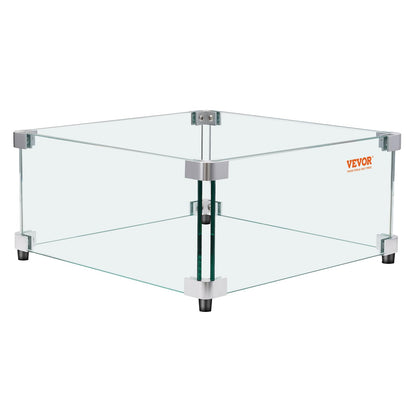 VEVOR Protector contra el Viento para brasero de Gas, 543x543x191 mm Protector contra el Viento de Vidrio Templado Pantalla Protectora Cuadrada Protector contra Llamas a Prueba de Viento Espesor 8 mm
