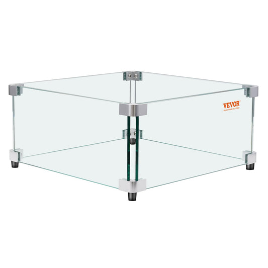 VEVOR Protector contra el Viento para brasero de Gas, 543x543x191 mm Protector contra el Viento de Vidrio Templado Pantalla Protectora Cuadrada Protector contra Llamas a Prueba de Viento Espesor 8 mm