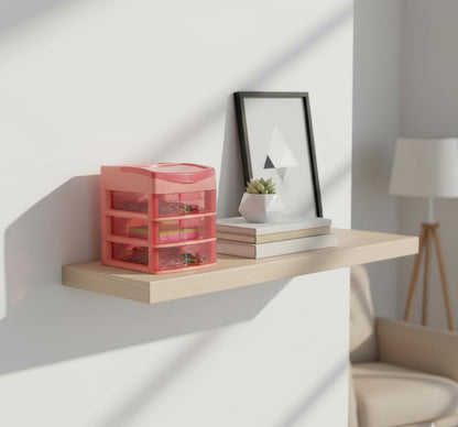 Italhome Cajonera de Plástico Sesia Salmon, Mini Organizador de Escritorio Multiusos con 3 Cajones Transparentes