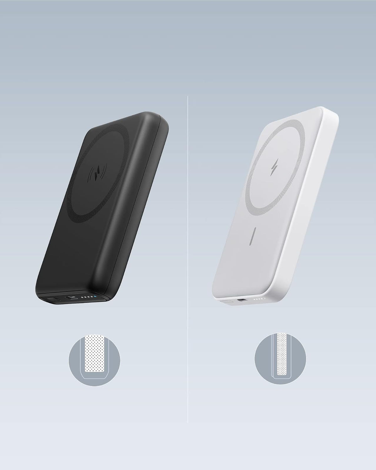 Anker - Batería magnética (MagGo), Cargador portátil inalámbrico magnético Plegable de 5.000 mAh y USB-C para iPhone 15/15 Plus/15 Pro/15 Pro MAX, iPhone 14/13 Series (Blanco dolomita)