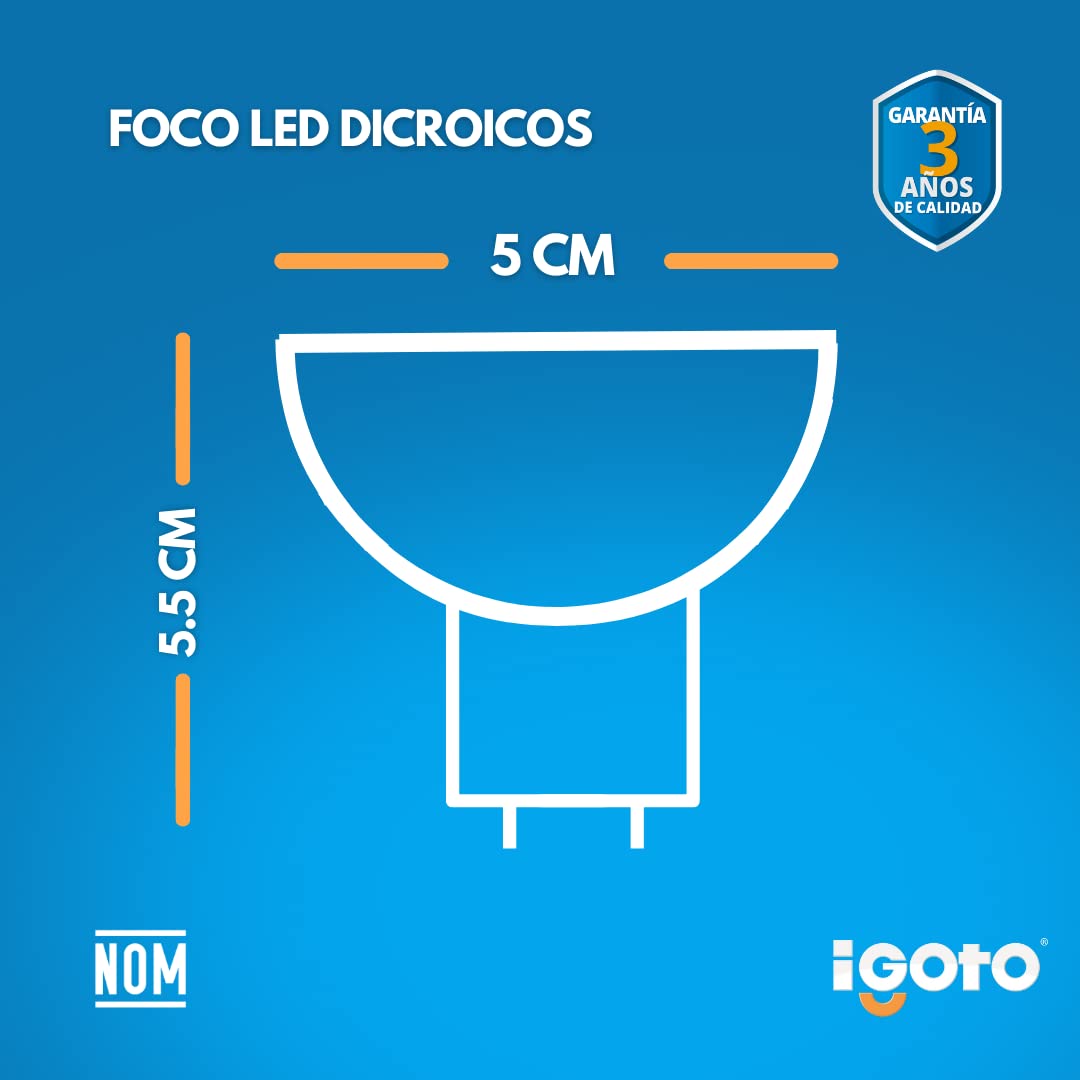 iGoto F10P10403 10Pack Foco LED MR16 GU5.3 3W 6500°K (Luz fria)