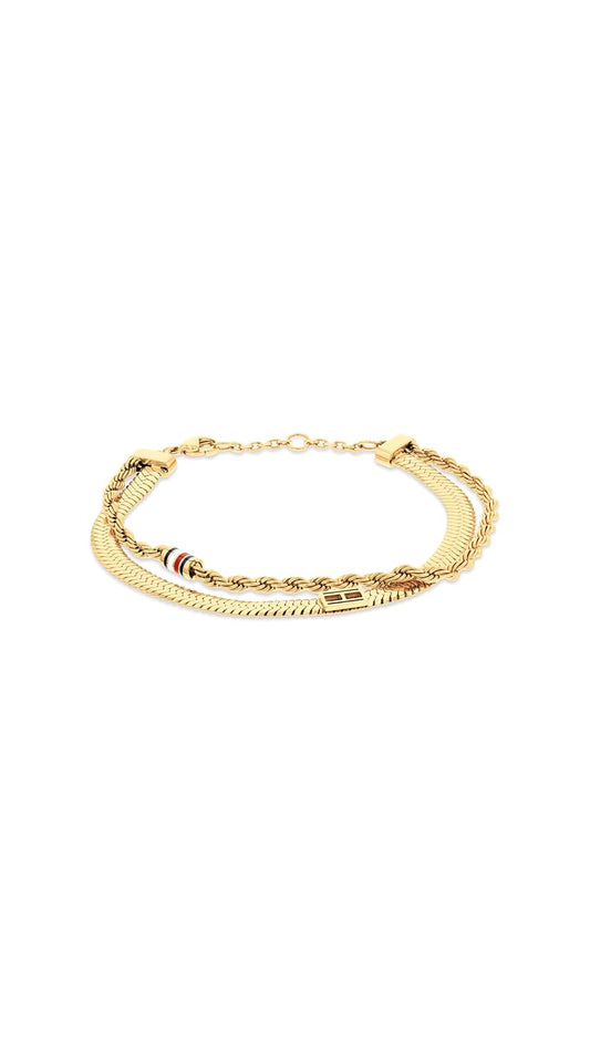 Tommy Hilfiger Colección de conjuntos de capas para mujer, collar y pulsera chapados en oro