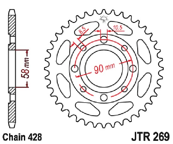 JT Sprockets JTR269.45 45T - Piñón Trasero de Acero