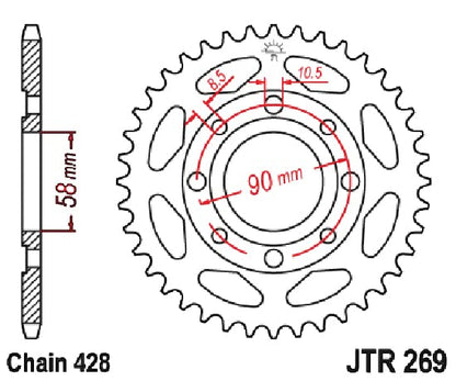 JT Sprockets JTR269.45 45T - Piñón Trasero de Acero