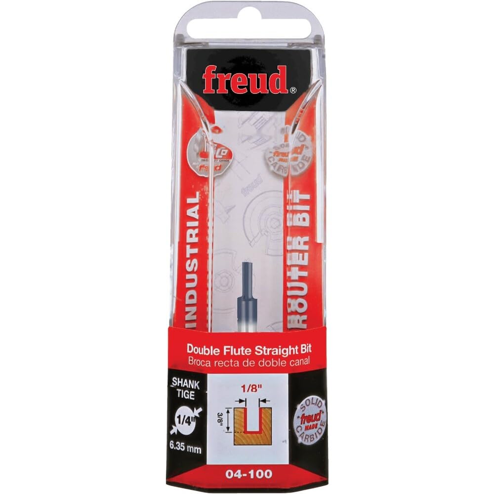 Broca recta de doble flauta 1.57 mm diámetro, 04-100, 1/8" (diámetro) x 3/8" con broca recta de doble estría y pata de 1/4", Revestimiento rojo Perma-Shield® - Broca recta de doble flauta de 1 - 8 pulgadas de diámetro por 3 - 8 pulgadas con vástago de 1 -