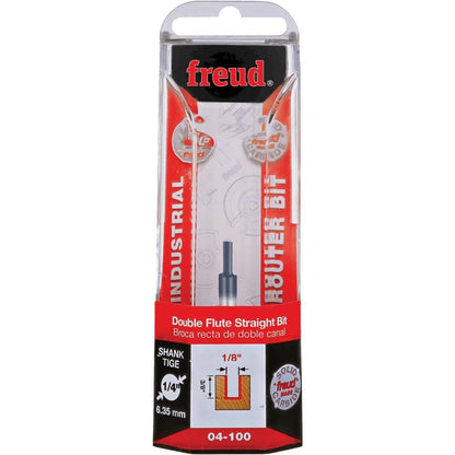 Broca recta de doble flauta 1.57 mm diámetro, 04-100, 1/8" (diámetro) x 3/8" con broca recta de doble estría y pata de 1/4", Revestimiento rojo Perma-Shield® - Broca recta de doble flauta de 1 - 8 pulgadas de diámetro por 3 - 8 pulgadas con vástago de 1 -
