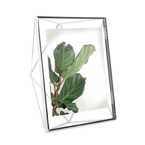 Umbra Prisma Marco de fotos 8x10 (20,32 x 25,4 cm): expositor metálico flotante para pared o escritorio, ideal para fotos, obras de arte, ilustraciones y más, cromado