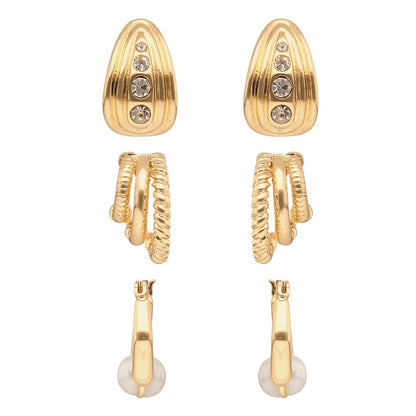 Anne Klein Set de 3 Aretes Dorados para Mujer