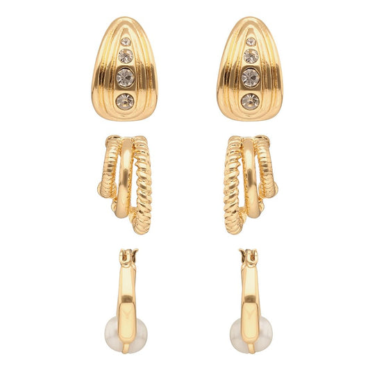 Anne Klein Set de 3 Aretes Dorados para Mujer