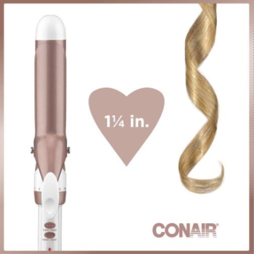 Conair Tenaza con tecnologia de doble ceramica con barril de 1 1/4" cd702gnes Blanco/Rose Gold, 0.38 kilograms, 1 unidad