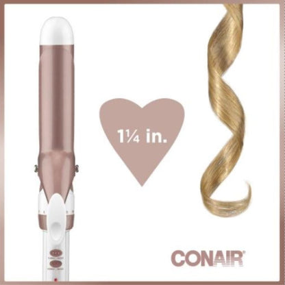 Conair Tenaza con tecnologia de doble ceramica con barril de 1 1/4" cd702gnes Blanco/Rose Gold, 0.38 kilograms, 1 unidad