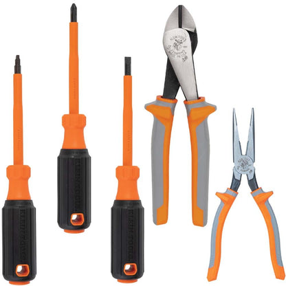 Klein Tools 9419R - Juego de herramientas aisladas de 1000 V, fabricado en Estados Unidos, con cortador diagonal, alicates de punta larga y 3 destornilladores, 5 piezas - 5 piezas - Kit de 5 piezas