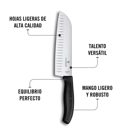 Victorinox Santoku Cuchillo Plata/Negro