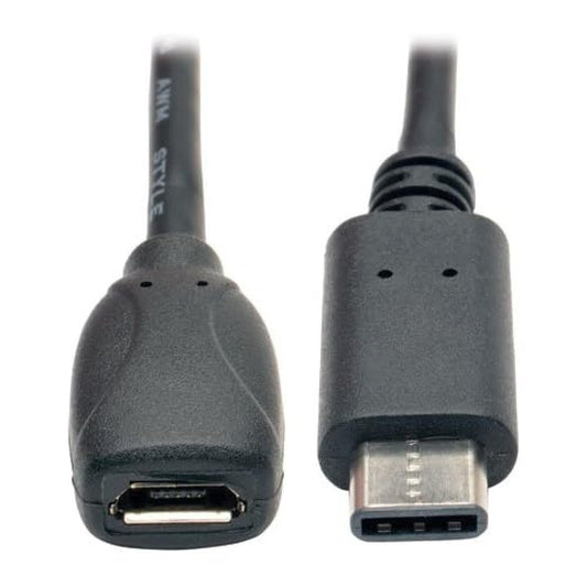 Tripp-Lite U040-06N-MIC-F Adapter Cable USB 2.0 Hi-Speed, USB Type-C to USB Micro-B, Male to Female, 6"