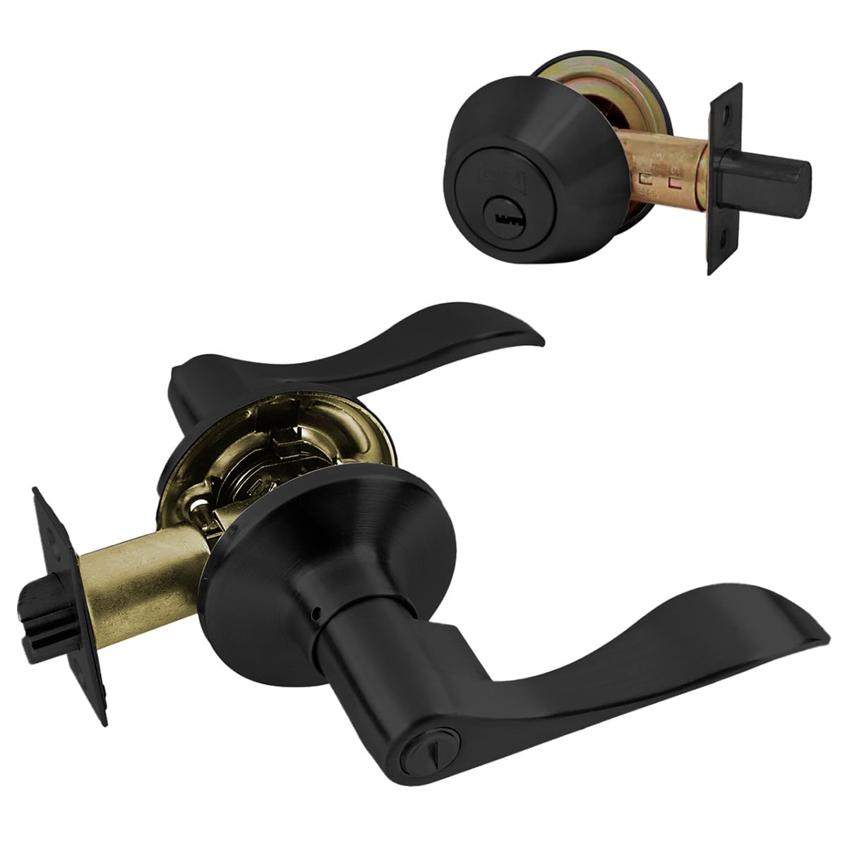 Phillips Combo Cerrojo/Manija Nogal Para Entrada LLave-Mariposa Negro
