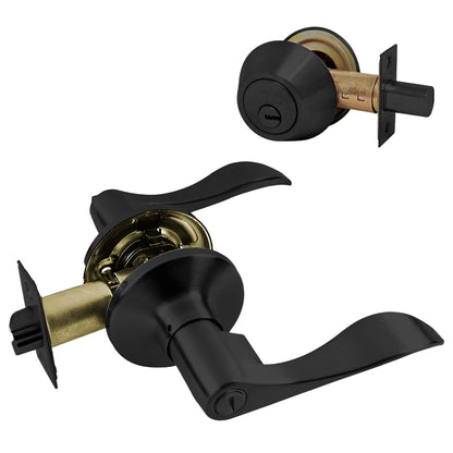 Phillips Combo Cerrojo/Manija Nogal Para Entrada LLave-Mariposa Negro