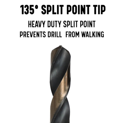Drill America 37/64" Reduced Shank High Speed Steel Black & Gold Contractor Drill Bit with 3-Flat 1/2" Shank, KFD3F Series