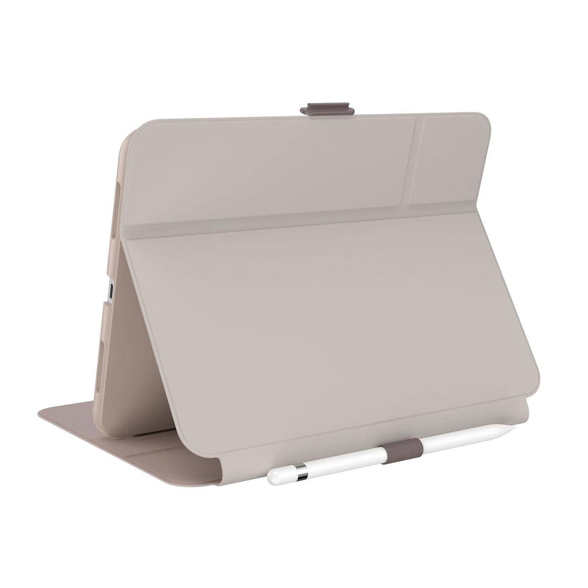Speck - Funda para iPad Pro de 10.9 Pulgadas de 10.9 Pulgadas, protección contra caídas y cámaras, Soporte Delgado de múltiples rangos, Soporte para lápices Apple - Gris Haya/Canela