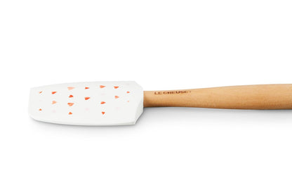 Le Creuset Mon Coeur Collection Espátula de silicona mediana para manualidades, color blanco con corazones