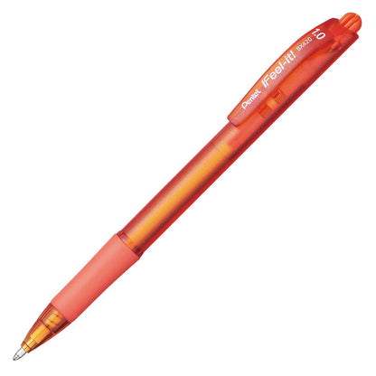 Bolígrafo Feel-It Pentel Retráctil Tinta de Baja Viscosidad Color Naranja Caja con 12 Piezas-BX420-F