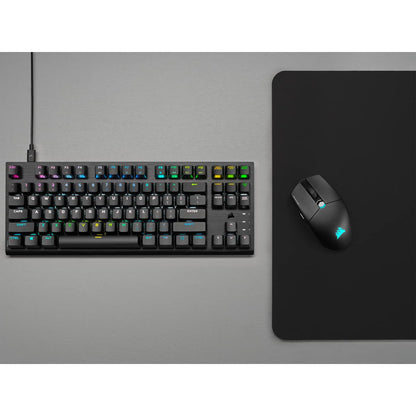 Corsair K60 PRO TKL RGB Teclado para Juegos Mecánico-Óptico sin Tornillos con Cable - Interruptores OPX - Tapas de Policarbonato - Compatible con iCUE - QWERTY ES - PC, Mac, Xbox - Negro
