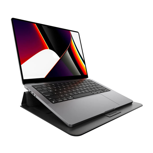 SwitchEasy EasyStand Funda Compatible con MacBook Air/Pro 13"/14", Cubierta Magnética, Soporte Inteligente - Negro