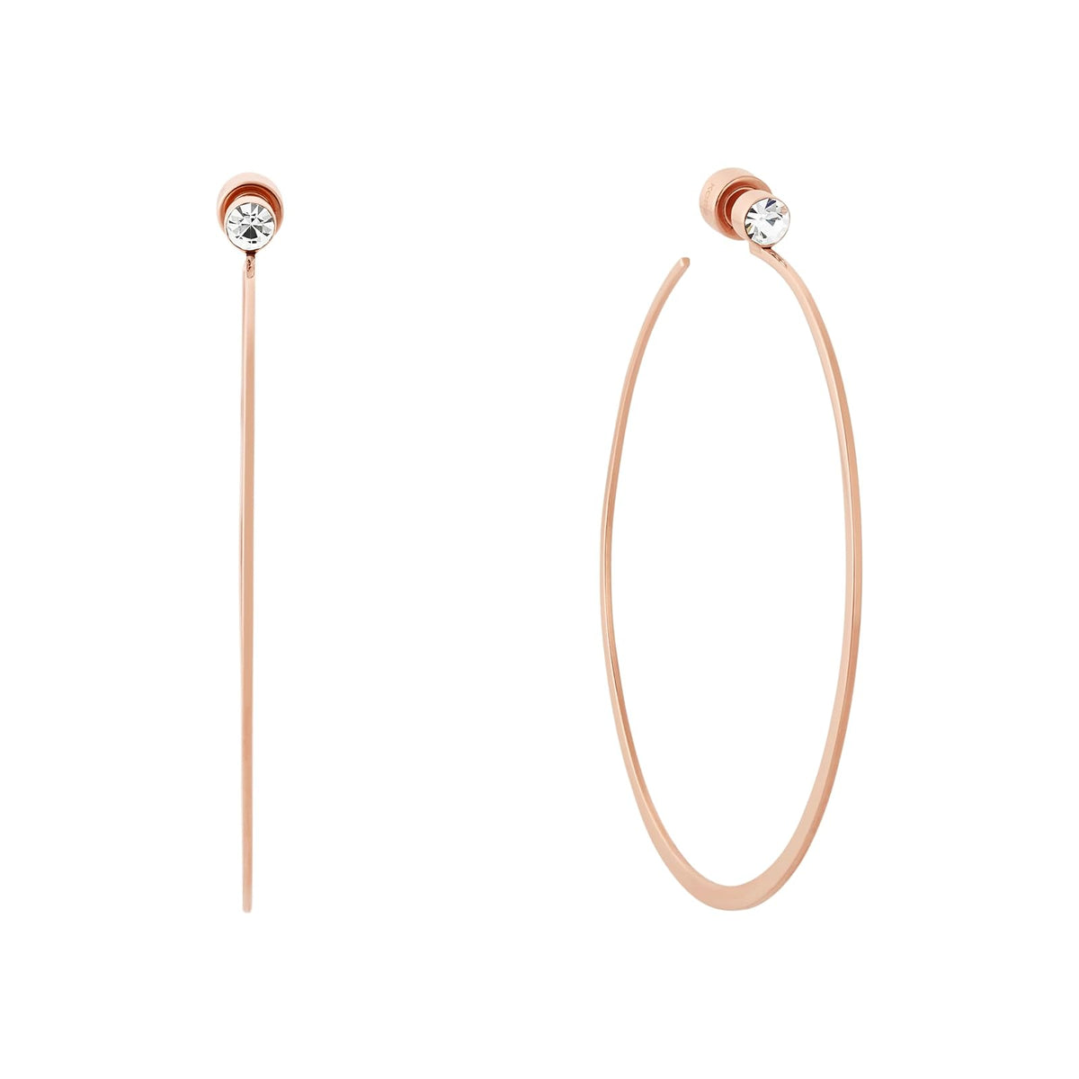 Michael Kors Pendientes de aro de acero inoxidable para mujer - vidrio de oro rosa Whisper