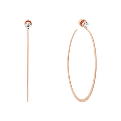 Michael Kors Pendientes de aro de acero inoxidable para mujer - vidrio de oro rosa Whisper