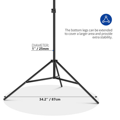 NEEWER Kit Soporte Fondo en Forma de T, Soporte de Trípode Ajustable de 8.5ft/2.6m de Alto y Barras Transversales de 5ft/1.5m de Ancho con 6 Abrazaderas de Resortey 1 Bolsa de Transporte