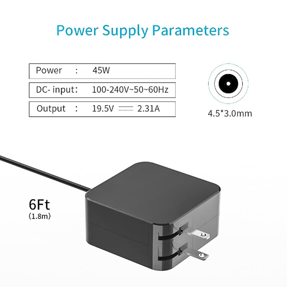IBERLS Cargador de portátil de 45 W Compatible con HP Envy x360 Pavilion x360 Charger EliteBook 1030 G2 Folio 1040 G2 G3 Split 13 x2 13-g110dx 13-m010dx Chromebook 14-x013dx Stream 11 13 14 719309