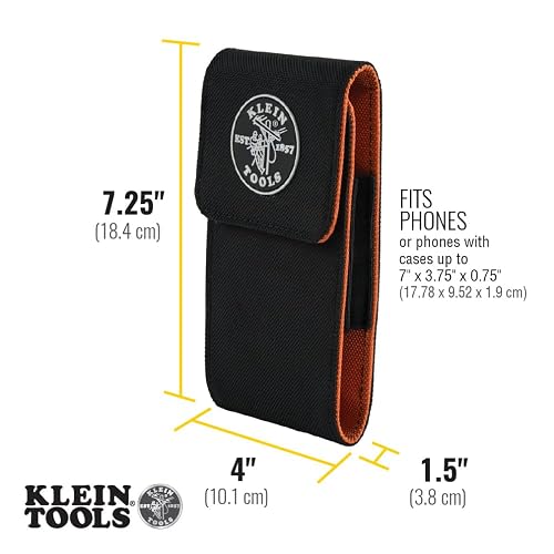 Klein Tools 55474 - Soporte para teléfono, XXL, Compatible con iPhone, Google, LG, Samsung, con Cierre magnético y Clip para cinturón