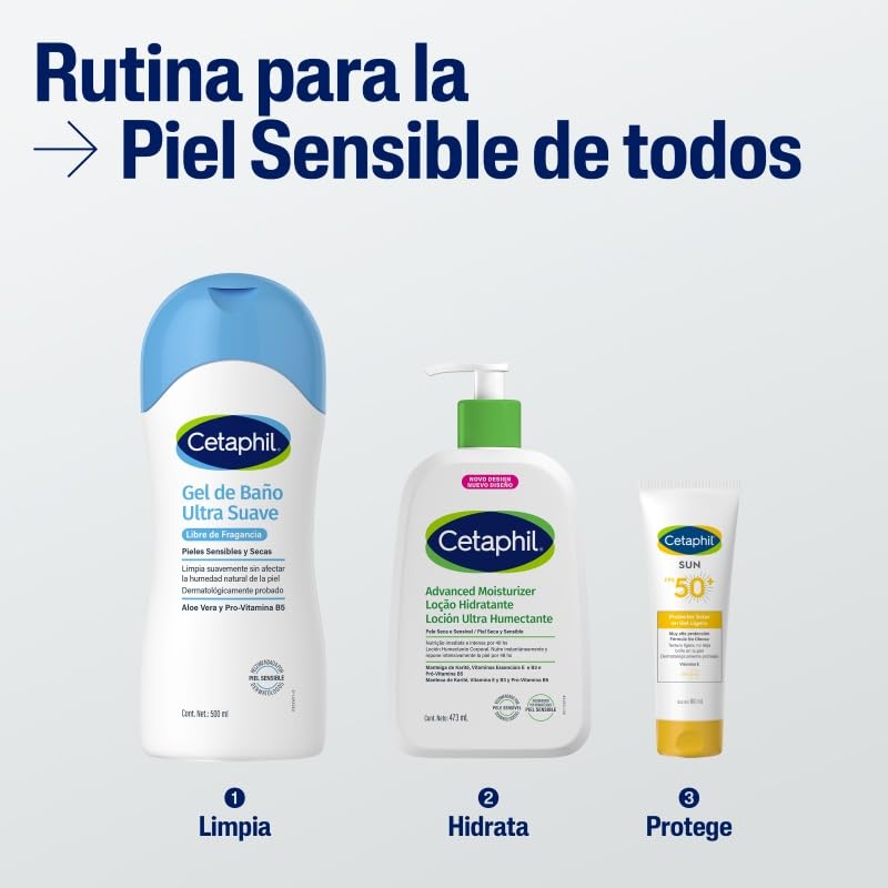 Cetaphil Gel de Baño Corporal Ultra Suave Todo Tipo de Piel Sensible 500 ml | Sin fragancia, limpia sin quitar la humedad natural e hidrata durante 24 horas con aloe vera, glicerina y vitamina B5.