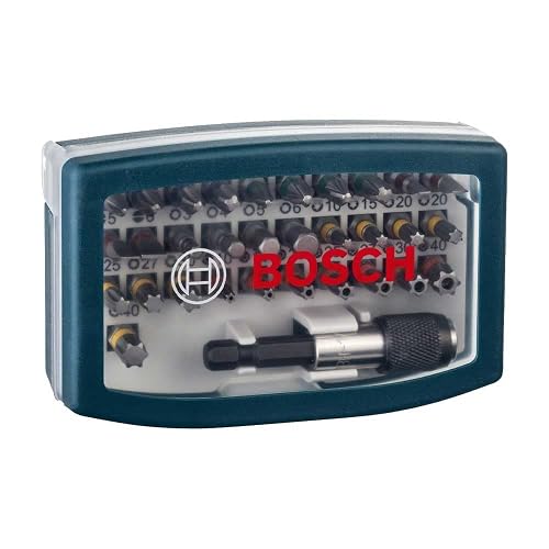 Bosch Kit de Puntas 32 Piezas con Adaptador Hexagonal ¼″ – Juego Universal de Atornillado y Fijación para Taladro/Atornillador