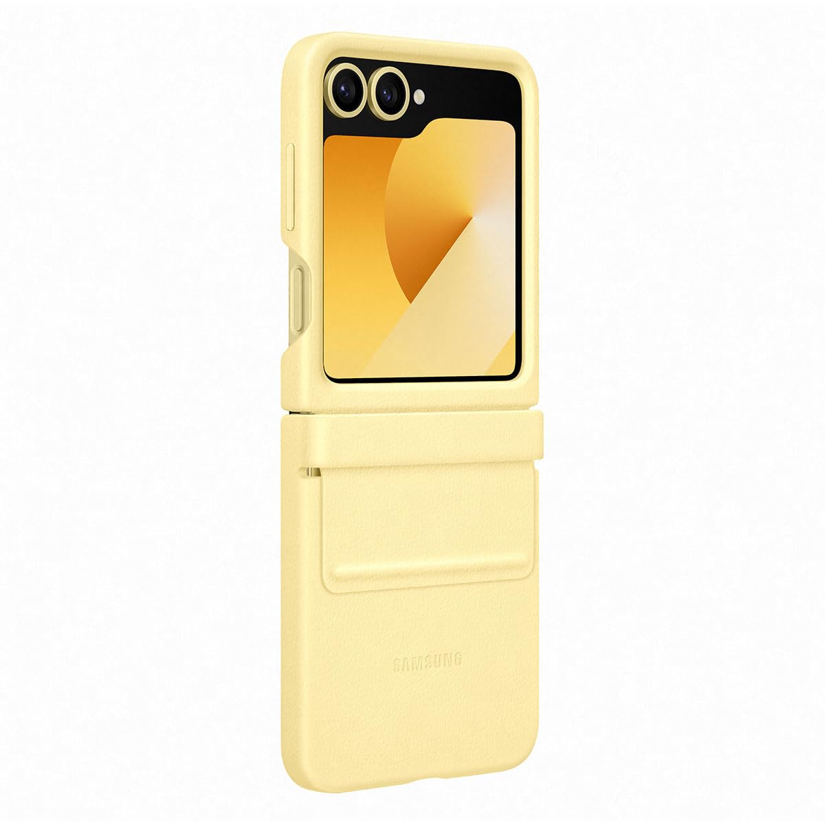 Samsung Galaxy Flip6 Flap Vegan Leather Case Color: Amarillo